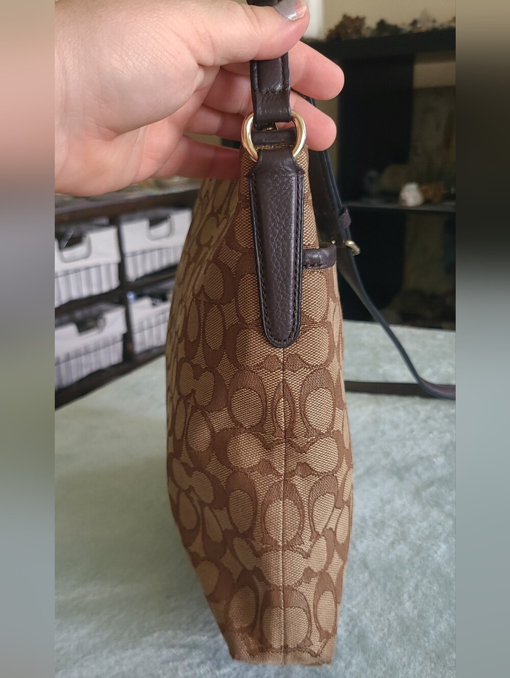 Coach Signature Brown Canvas Crossbody Bag - Picture 3 of 15